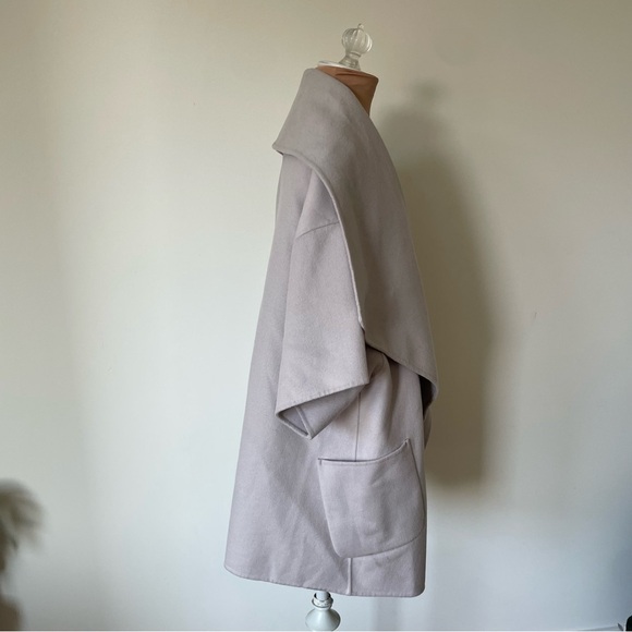 Lamarque Penelope Double Face Wool Gray 3/4 Sleeve Open Drape Front Coat EUC M/L - Picture 8 of 12